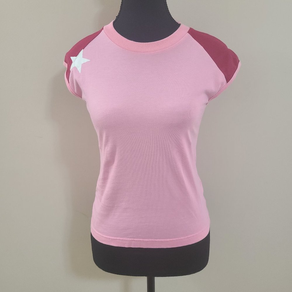 EUC Bomb Ass 55DSL Diesel Rave Y2K Red and Pink T-Shirt with White Star